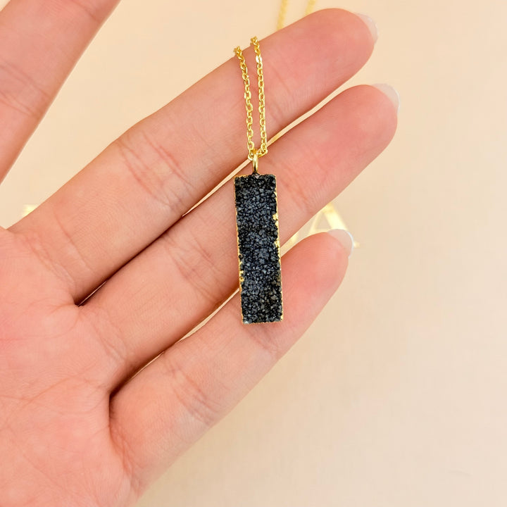 Black Agathe gold plated pendant set