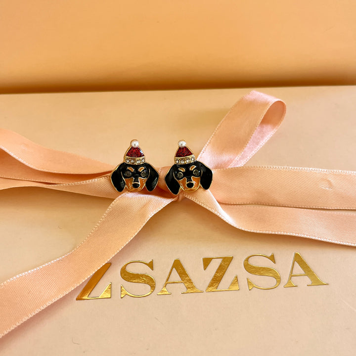 Christmas Dachshtund studs
