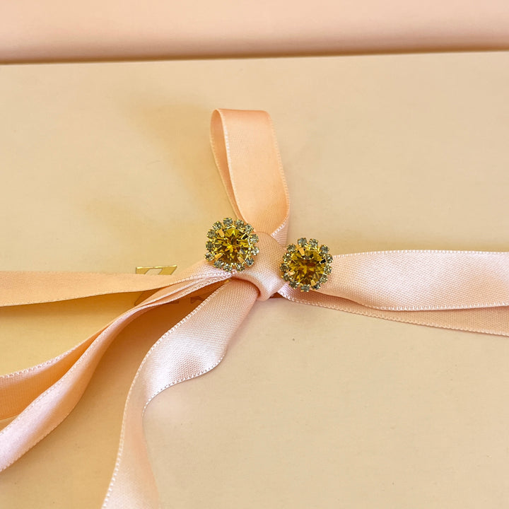 Yellow Swarovski crystals studs