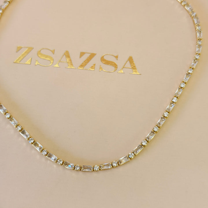 Zircone baguette gold plated necklace