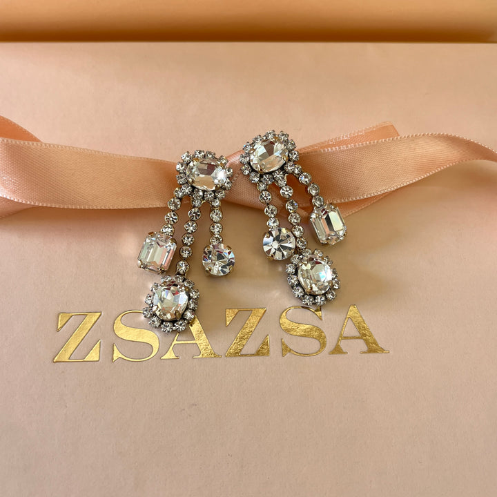 Swarovski crystals mixed of shapes gold plated earrings