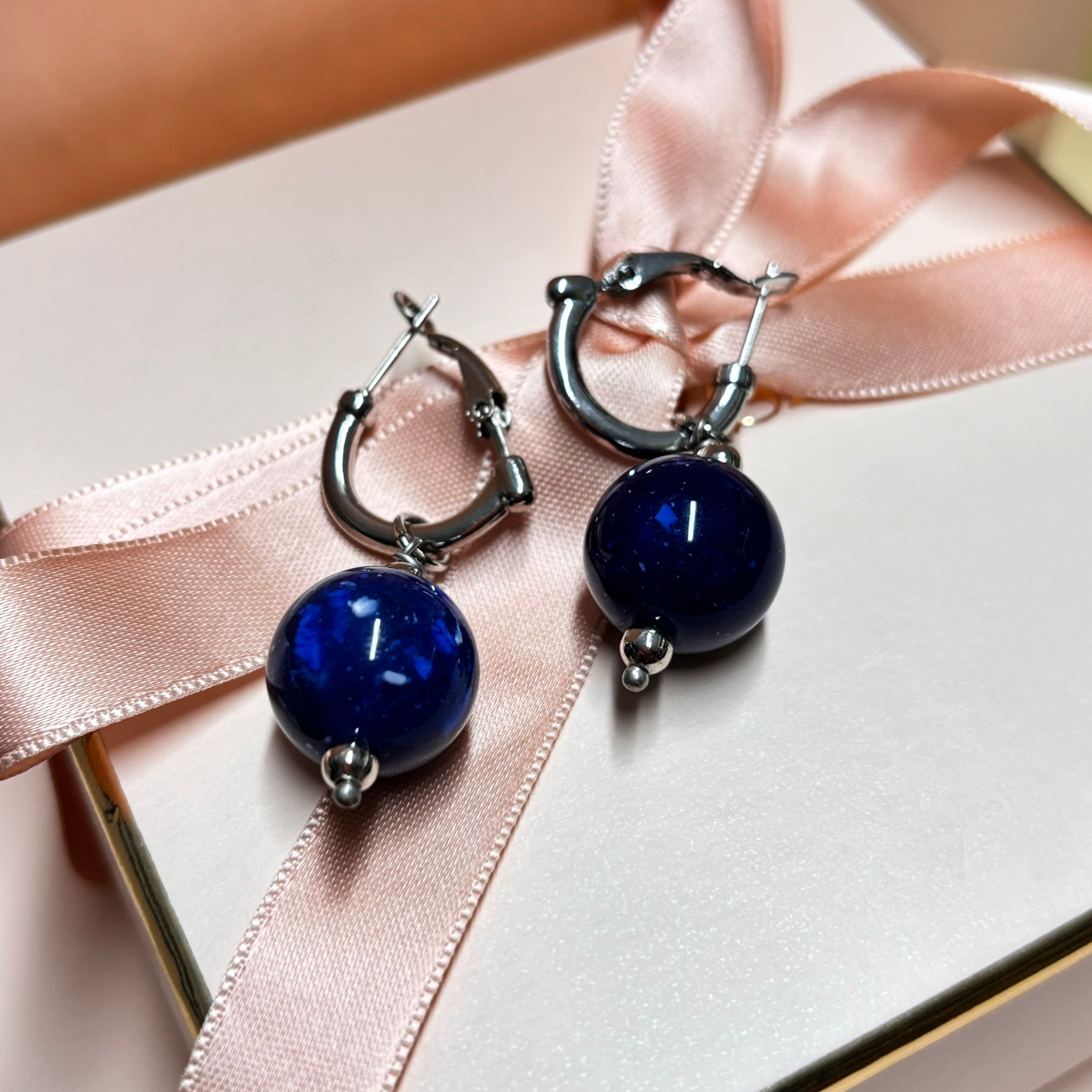 Blue pearl hoops