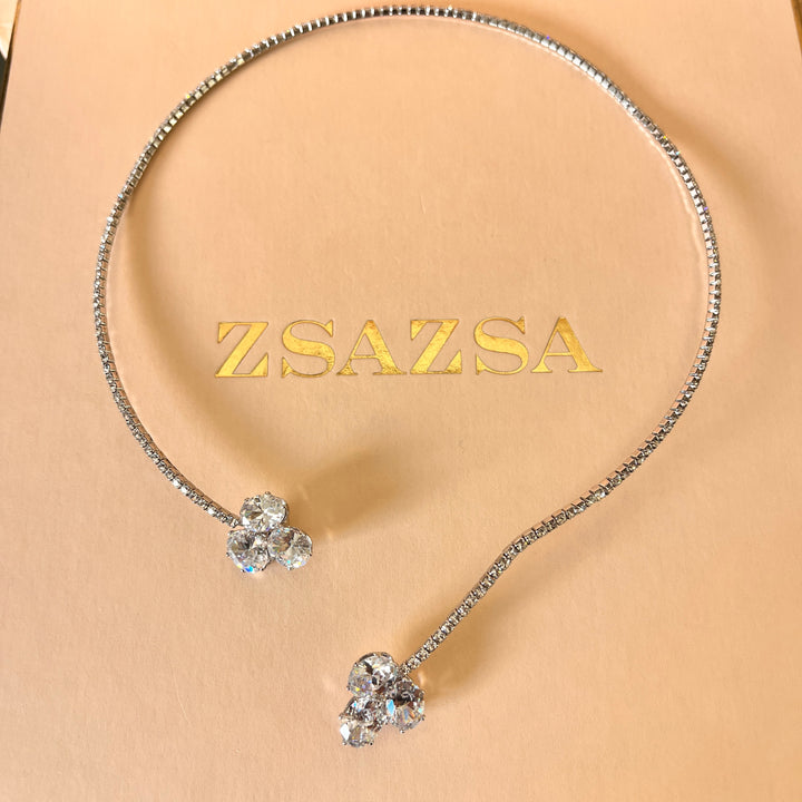 Oval zircone white gold plated set