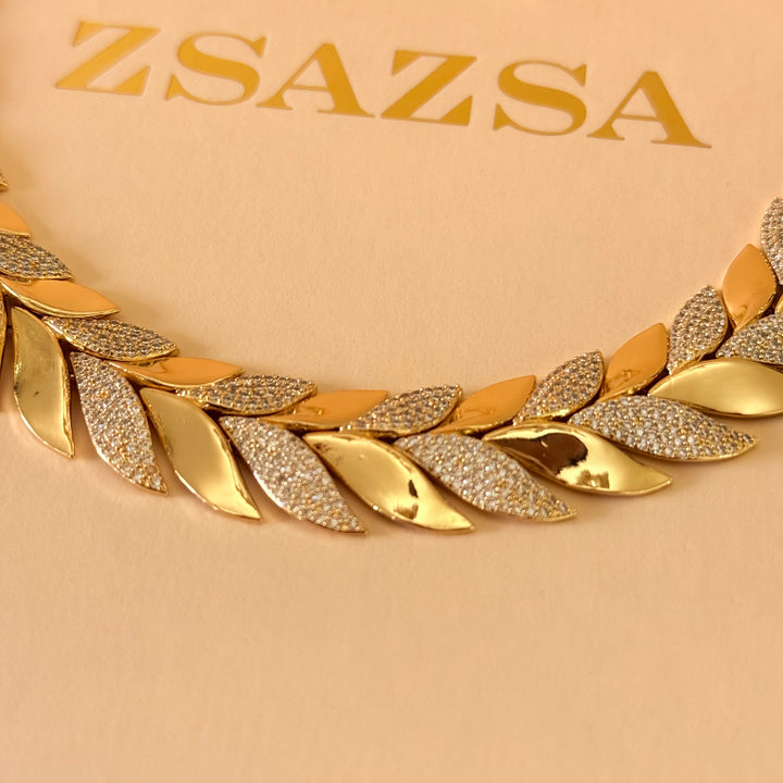 Leafs zircone gold plated set