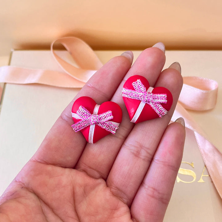 Red hearts earrings