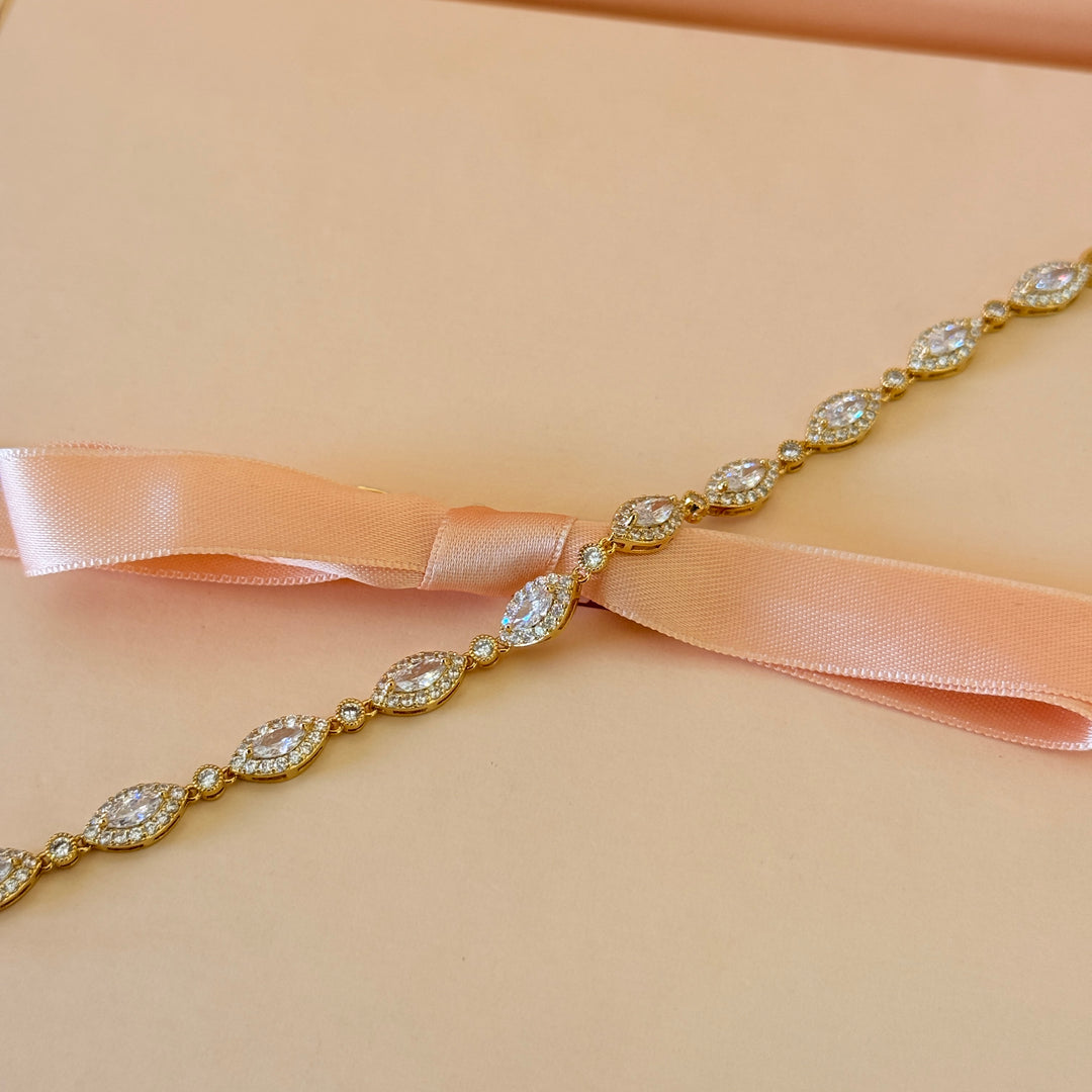 Zircone marquise gold plated bracelet
