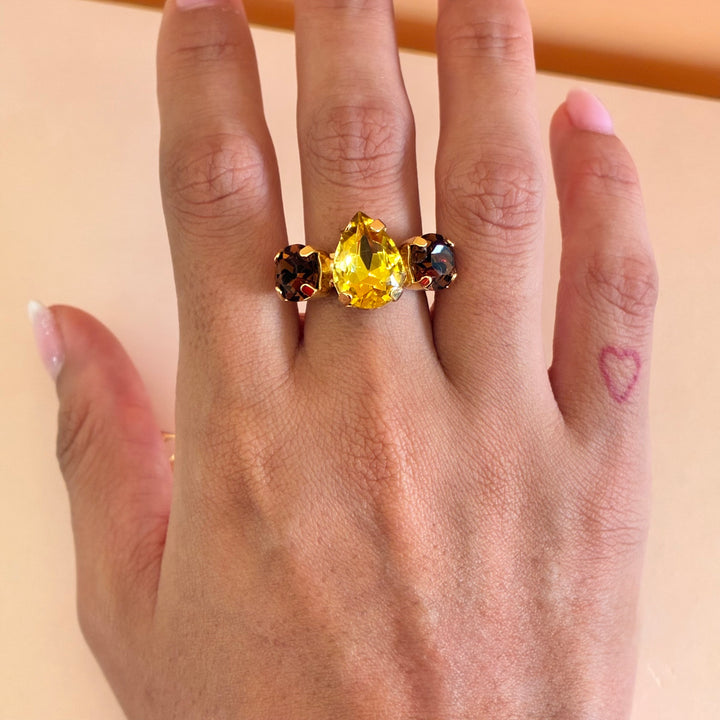 Bronze and yellow Swarovski crystals set
