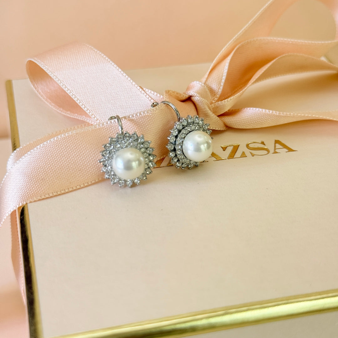 Swarovski crystals & pearls silver hook