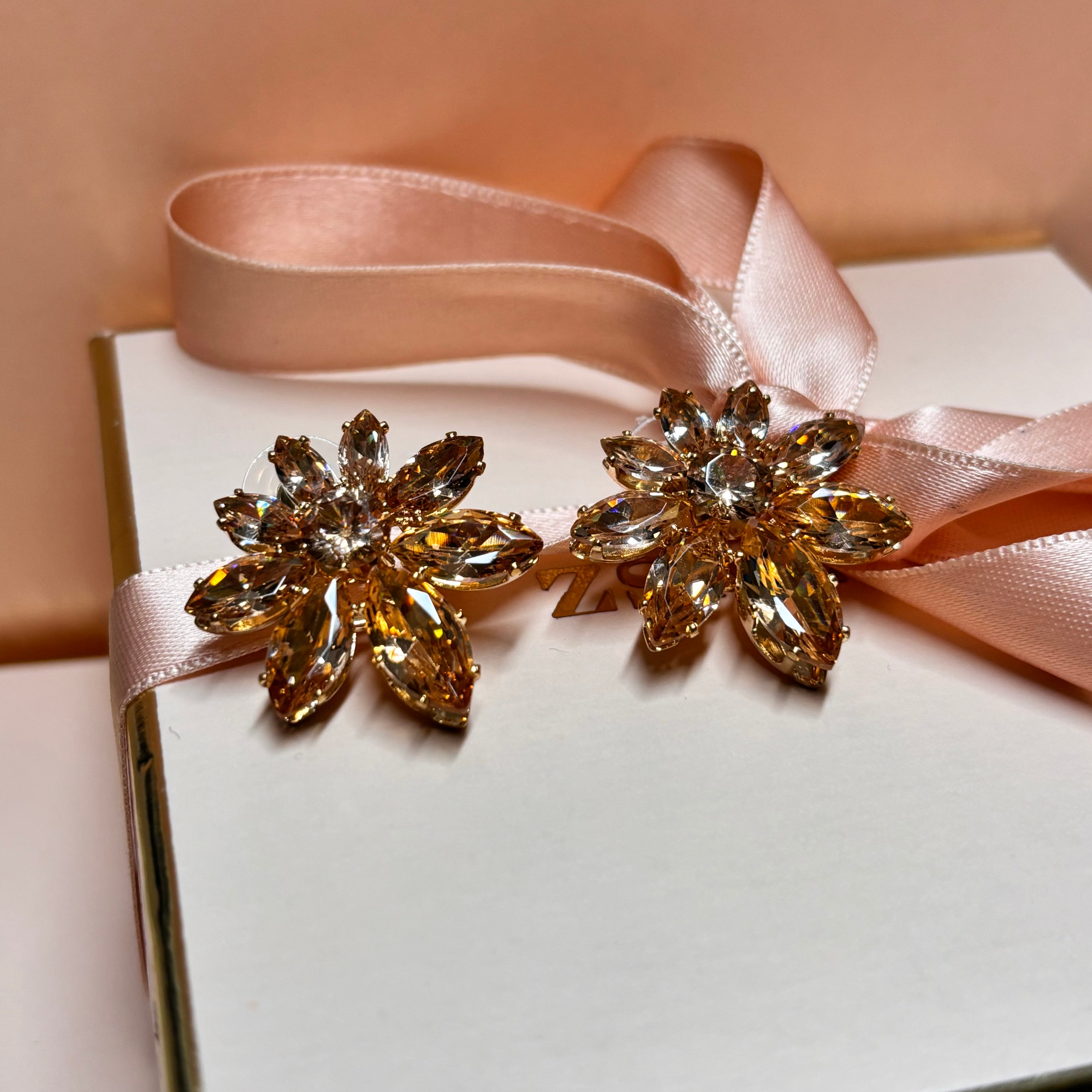 Marquise peach earrings