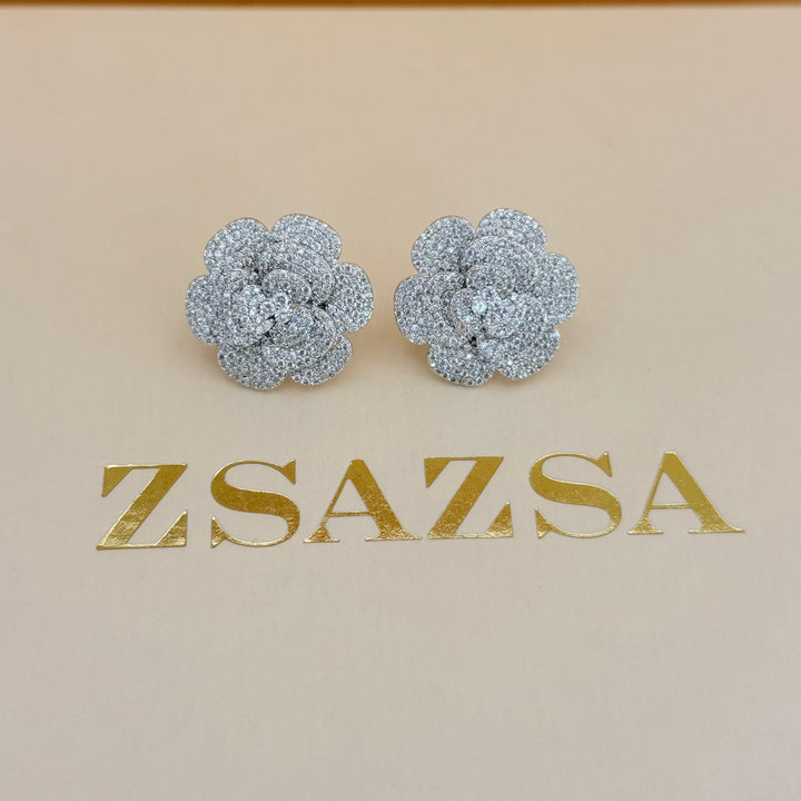 Rosette zircone silver set