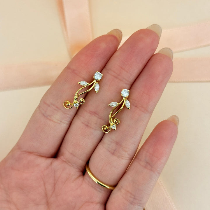 Marquise zircone gold plated earrings and bracelet