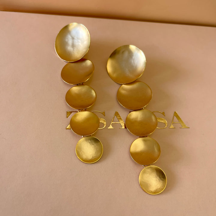 Gold handmade long earrings