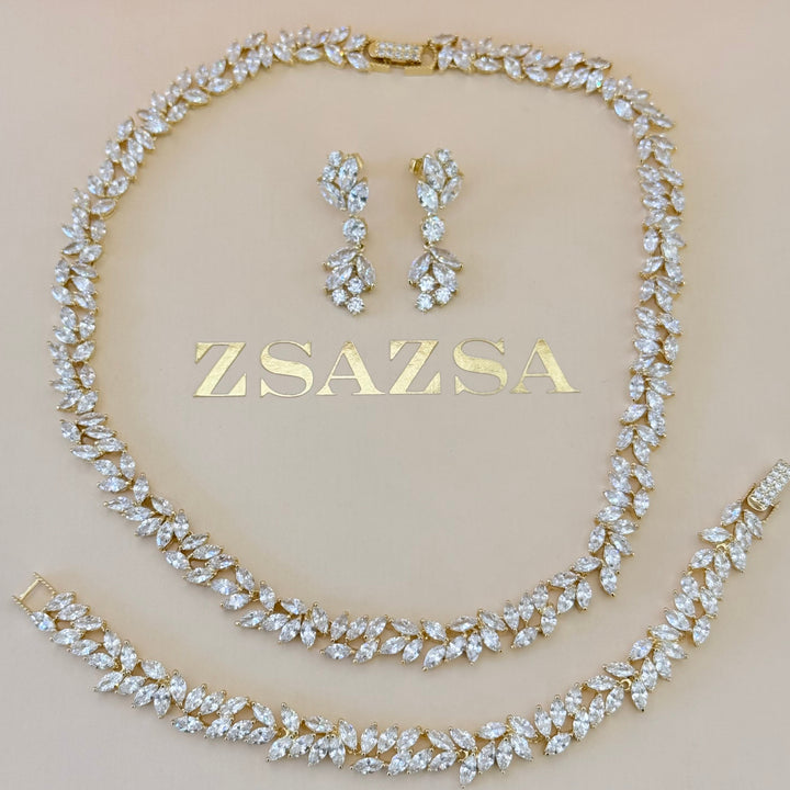 Marquise zircone gold plated set