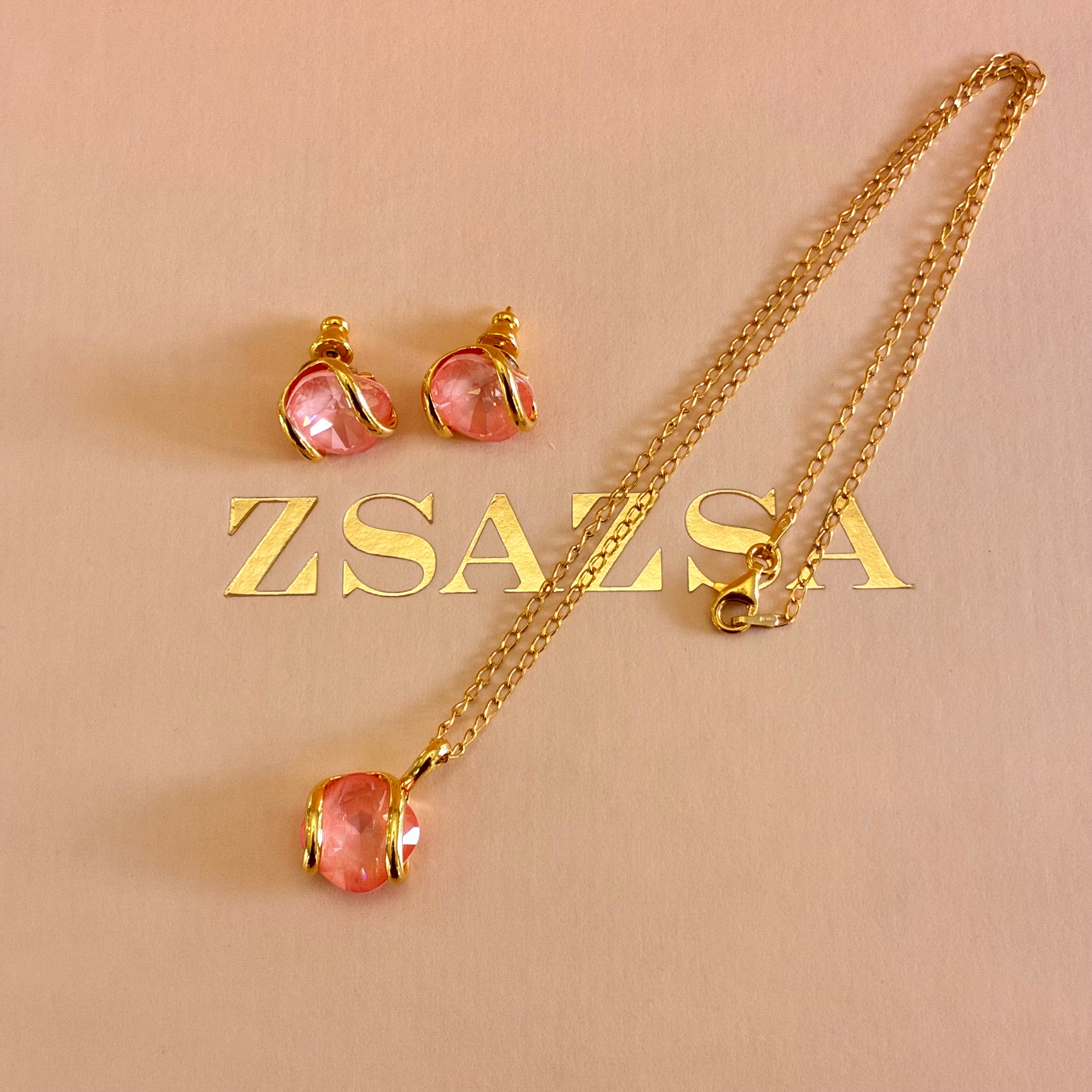 Murano Peach pendant gold plated set