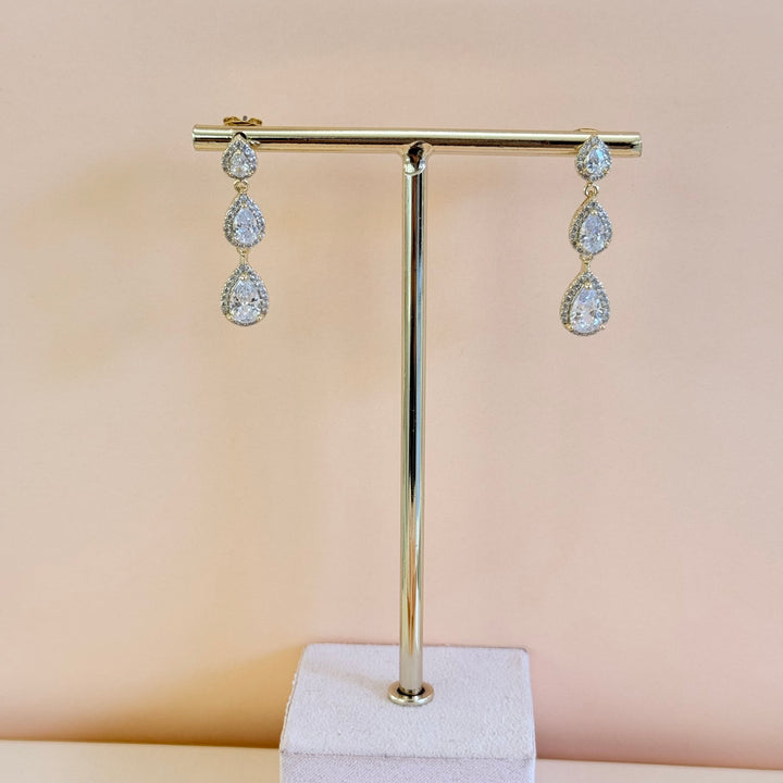 Teardrops zircone gold plated earrings