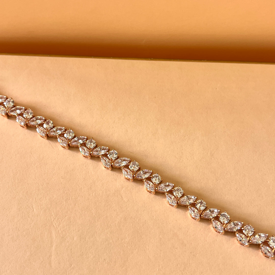 Marquise and round zircone rose gold plated bracelet