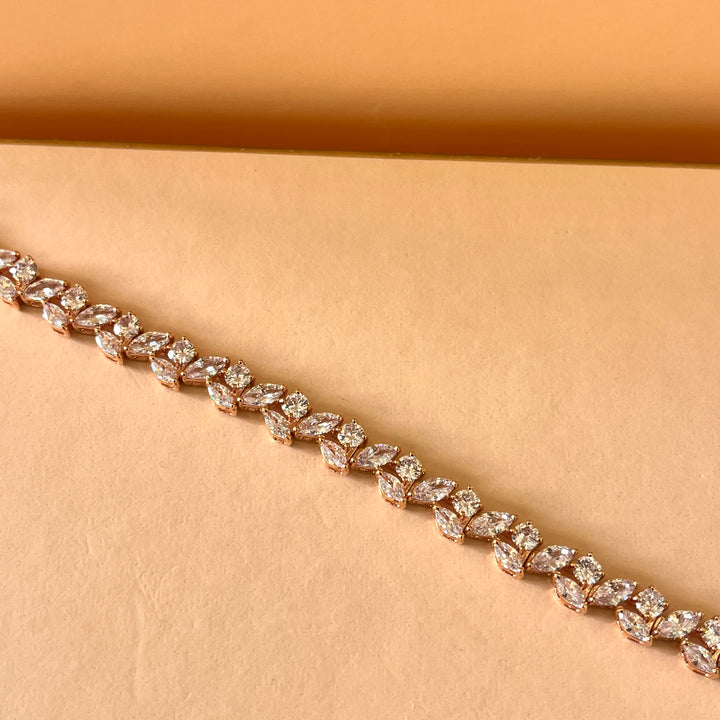 Marquise and round zircone rose gold plated bracelet