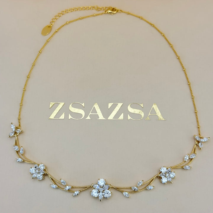 Flower zircone gold plated set