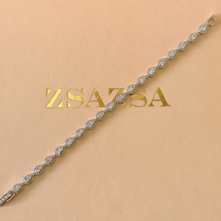 Marquise dainty zircone silver necklace