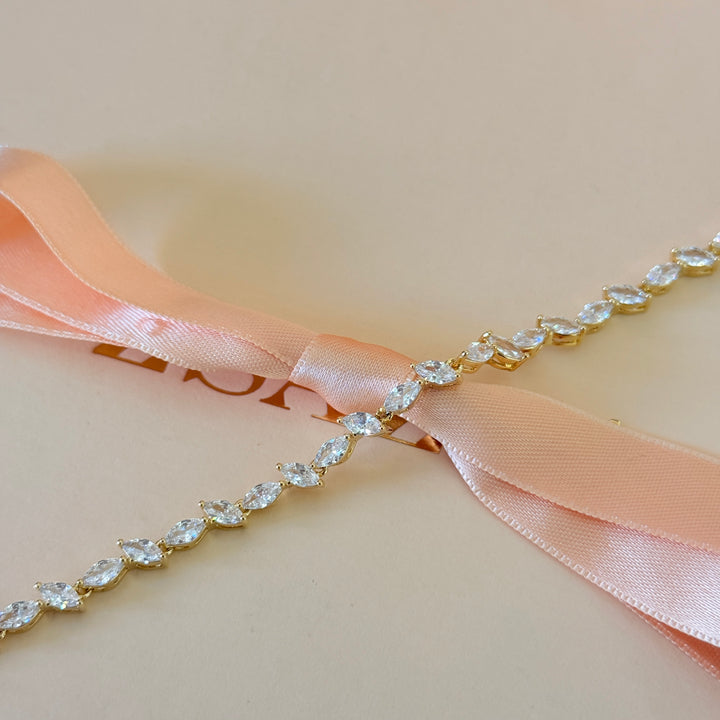 Zircone dainty marquise gold plated bracelet
