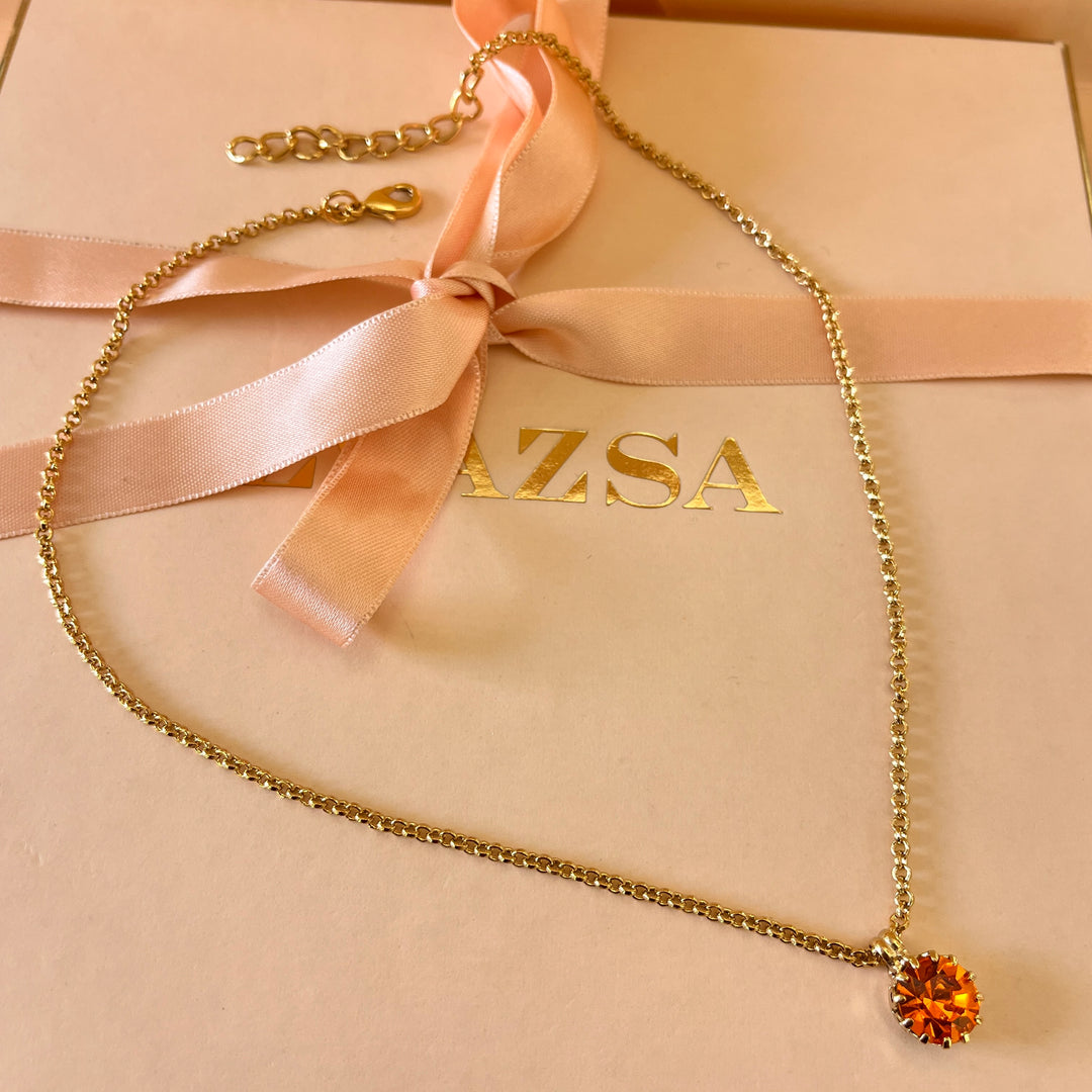 Orange Swarovski crystals pendant and ring