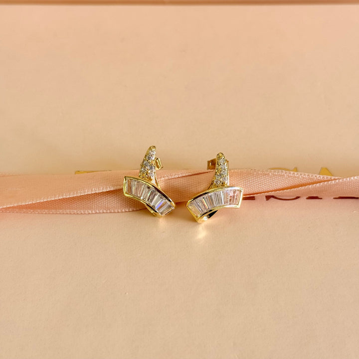 Baguette zircone gold plated earrings