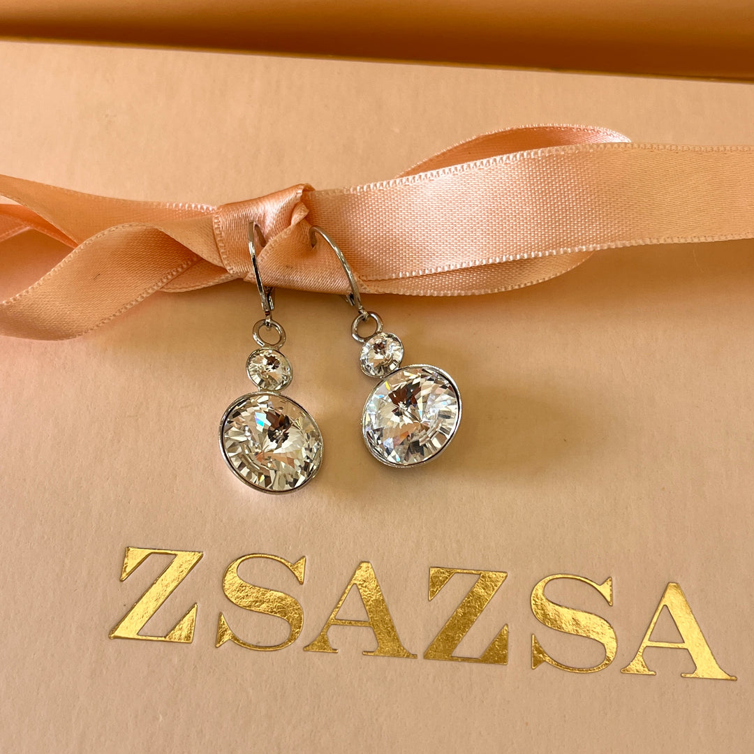 Swarovski crystals white gold plated earrings and ring