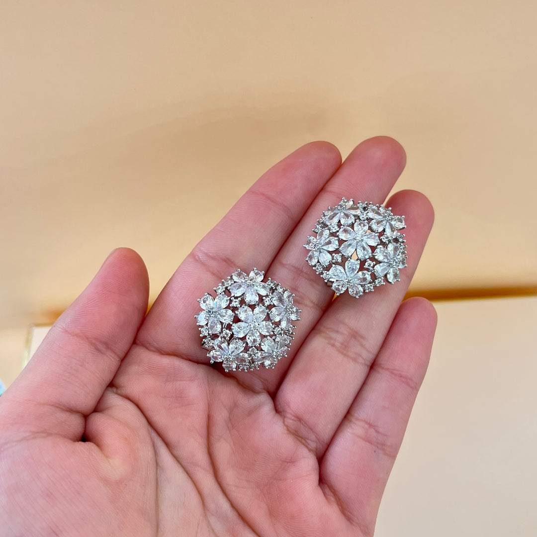 Silver zircone flower set
