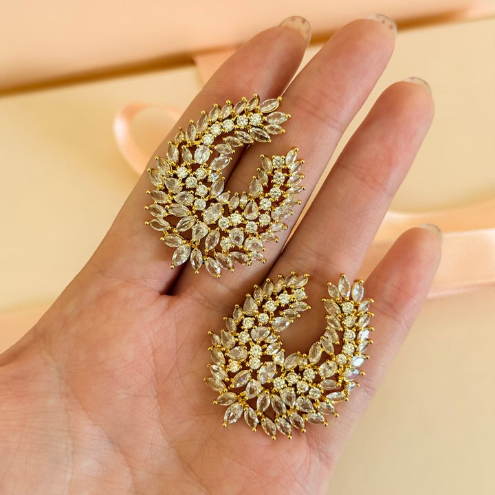 Chunky marquise and teardrop zircone gold plated earrings