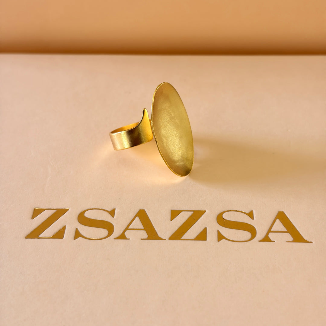 Handmade Oval Plain Gold Ring | Gold Plated | ZsaZsa