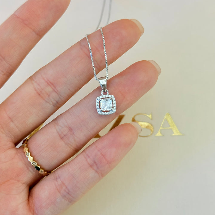 Square zircone sterling silver set