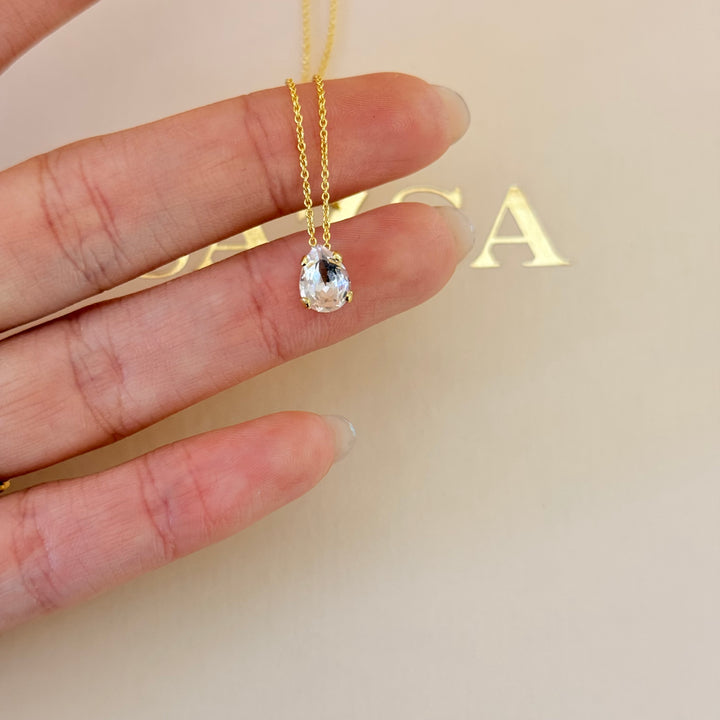 Dainty light pink teardrop sterling silver gold plated set