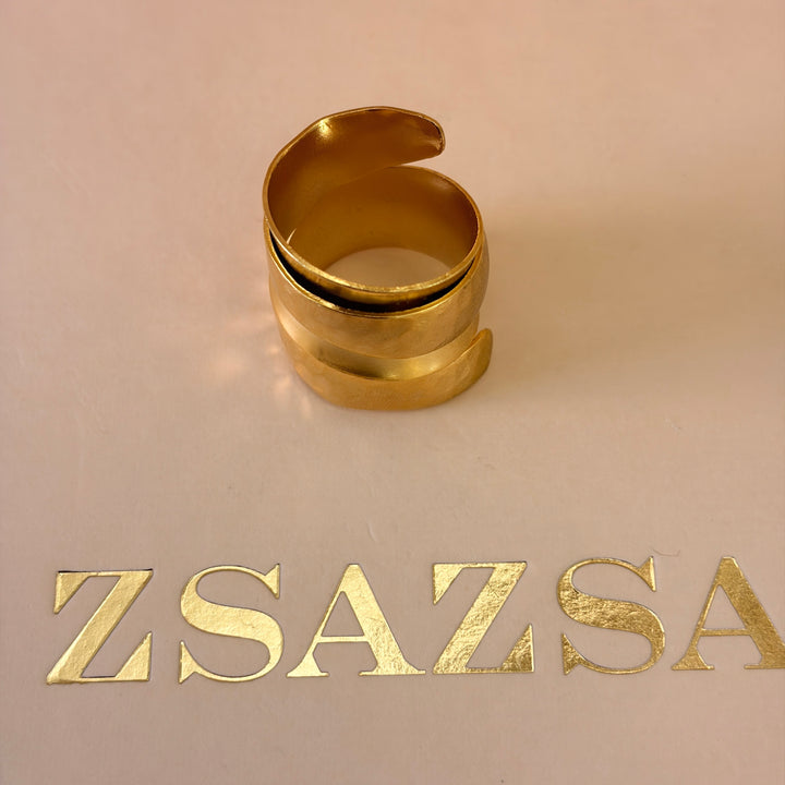 Handmade Wide Layered Ribbon Gold Ring | Gold Plated | ZsaZsa