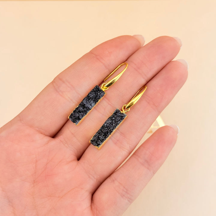 Black Agathe gold plated pendant set