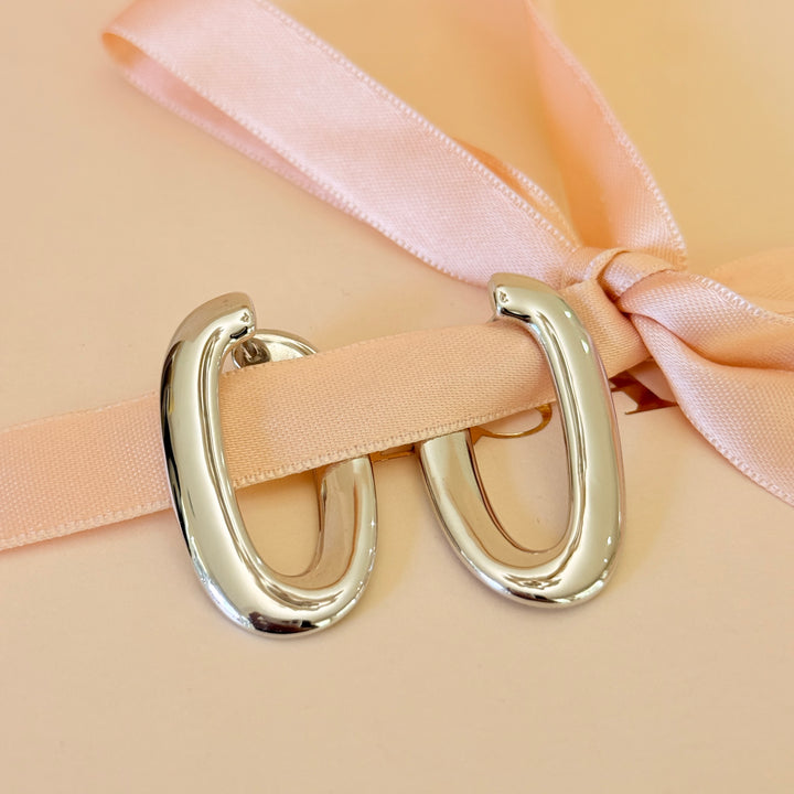 Oval sterling silver hoops