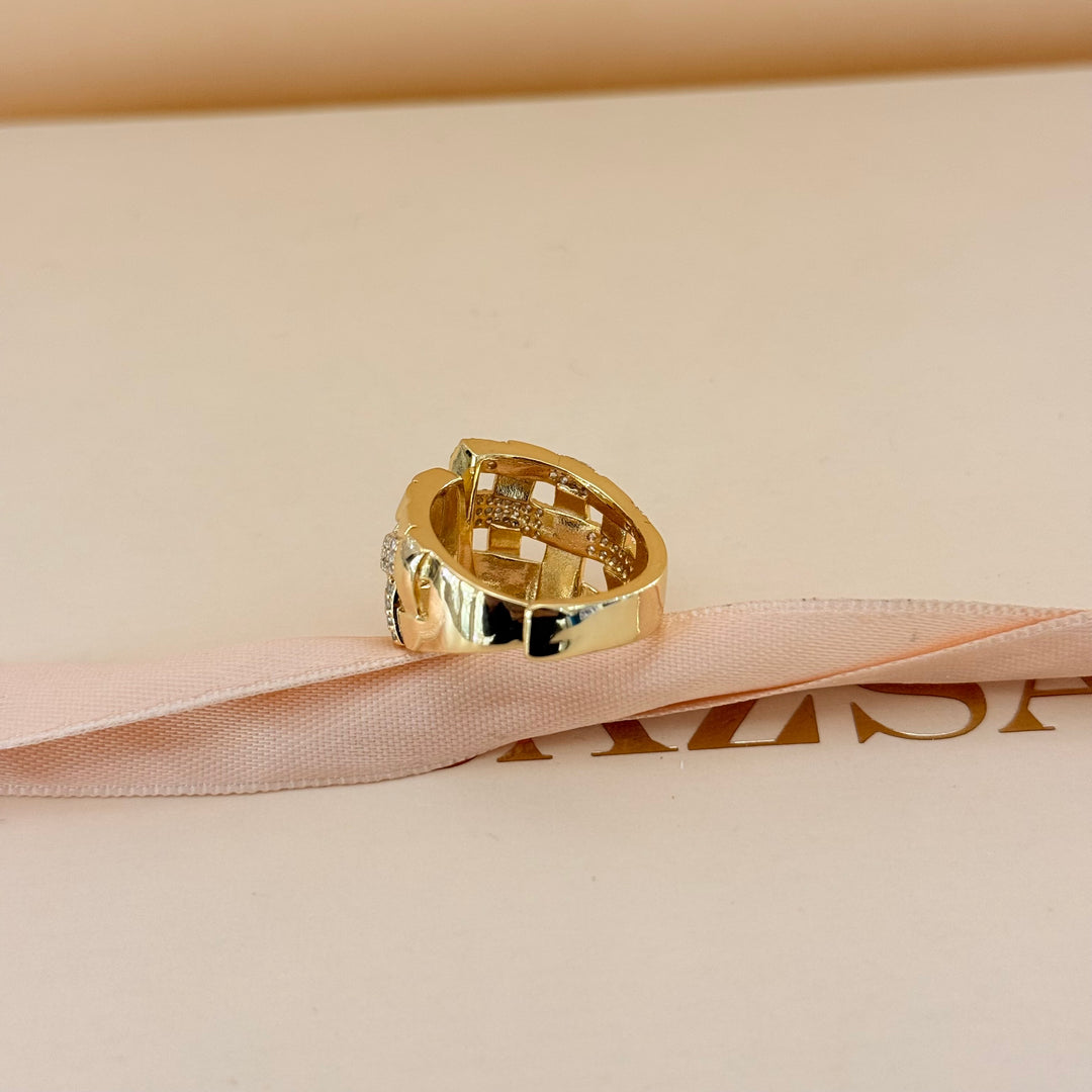 Grid zircone gold plated ring