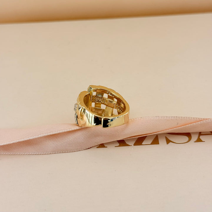 Grid zircone gold plated ring