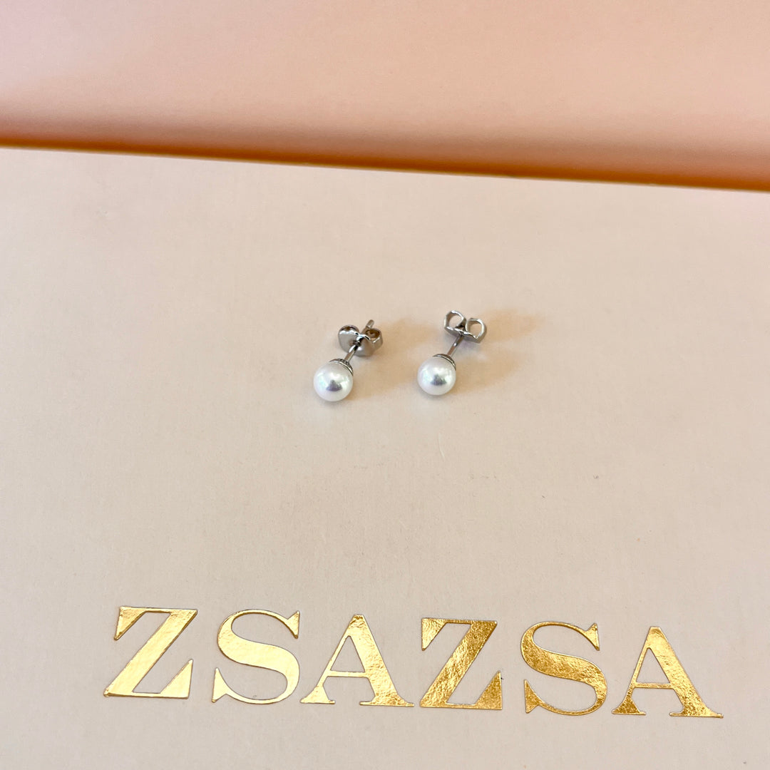 White Mallorca pearls white gold plated set