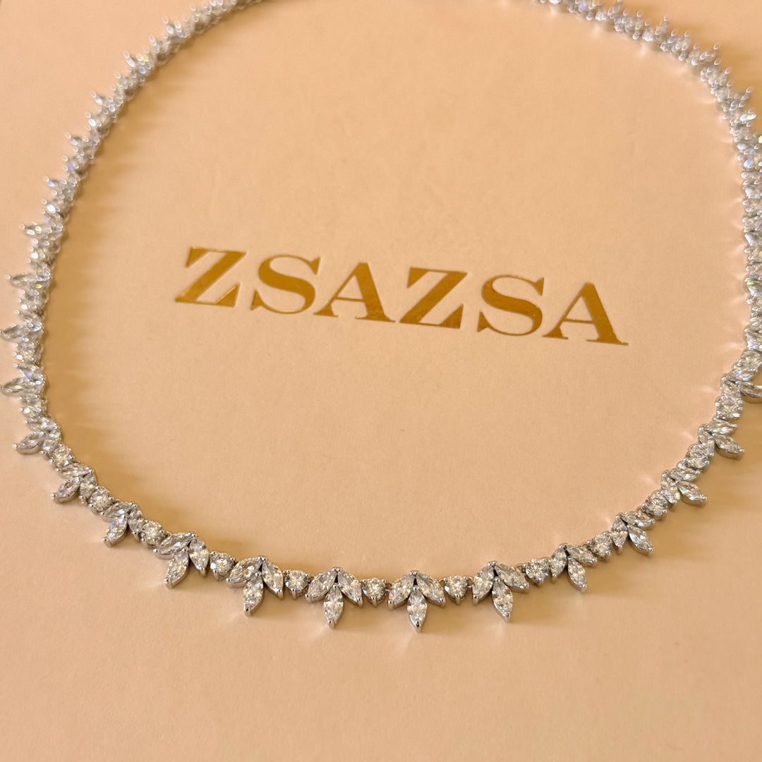 Marquise dainty zircone silver necklace