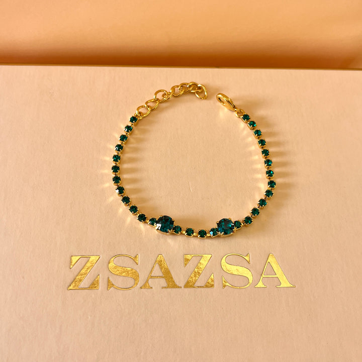 Dark green preciosa crystals bracelet