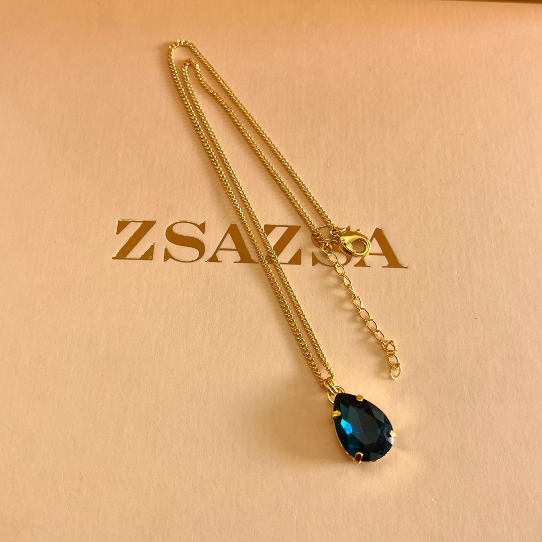 Dark verdemar teardrop Swarovski crystals pendant