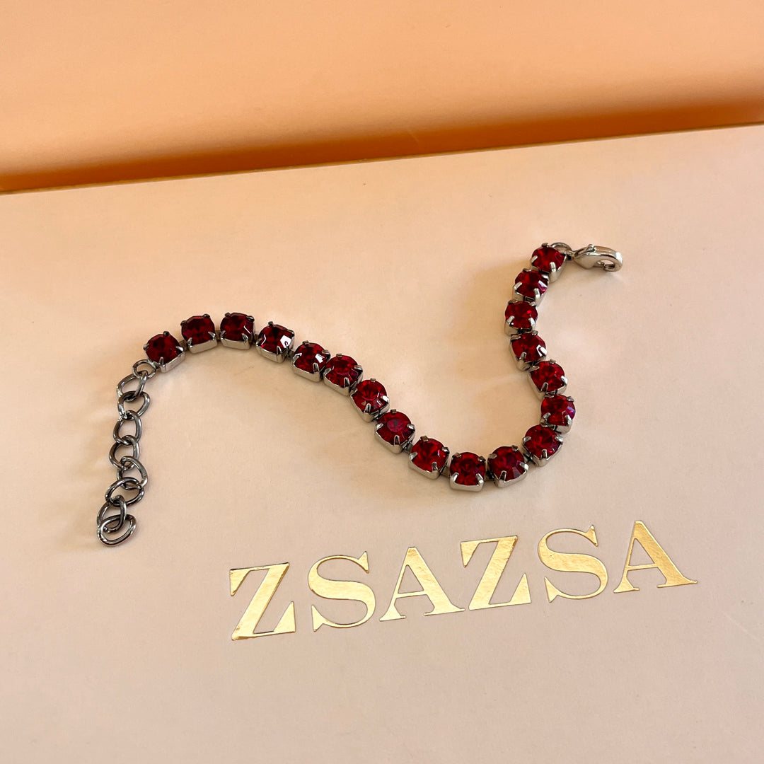 Dark red Swarovski crystals bracelet
