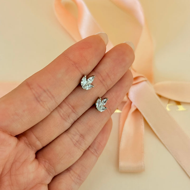 Dainty marquise zircone silver studs