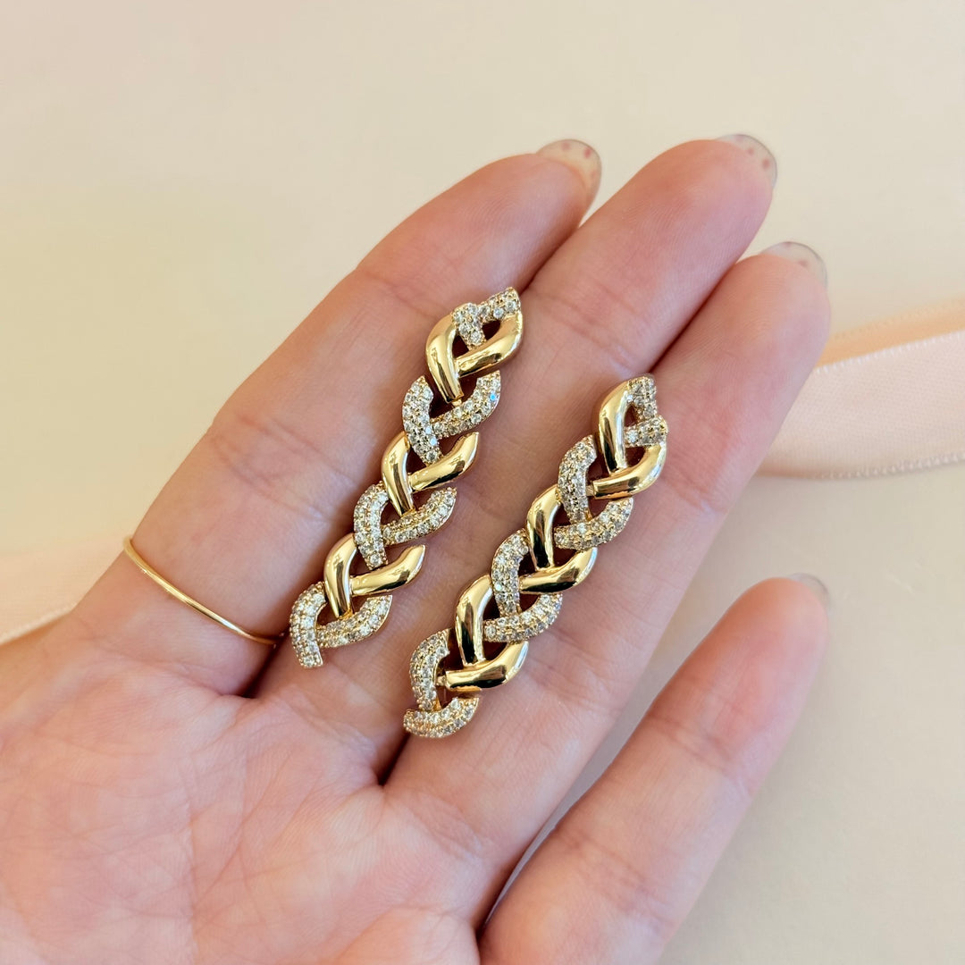 Chain zircone gold plated earrings