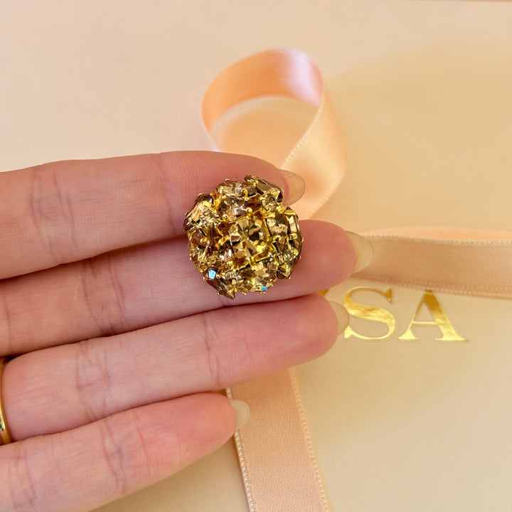Bronze preciosa crystals gold plated brooch