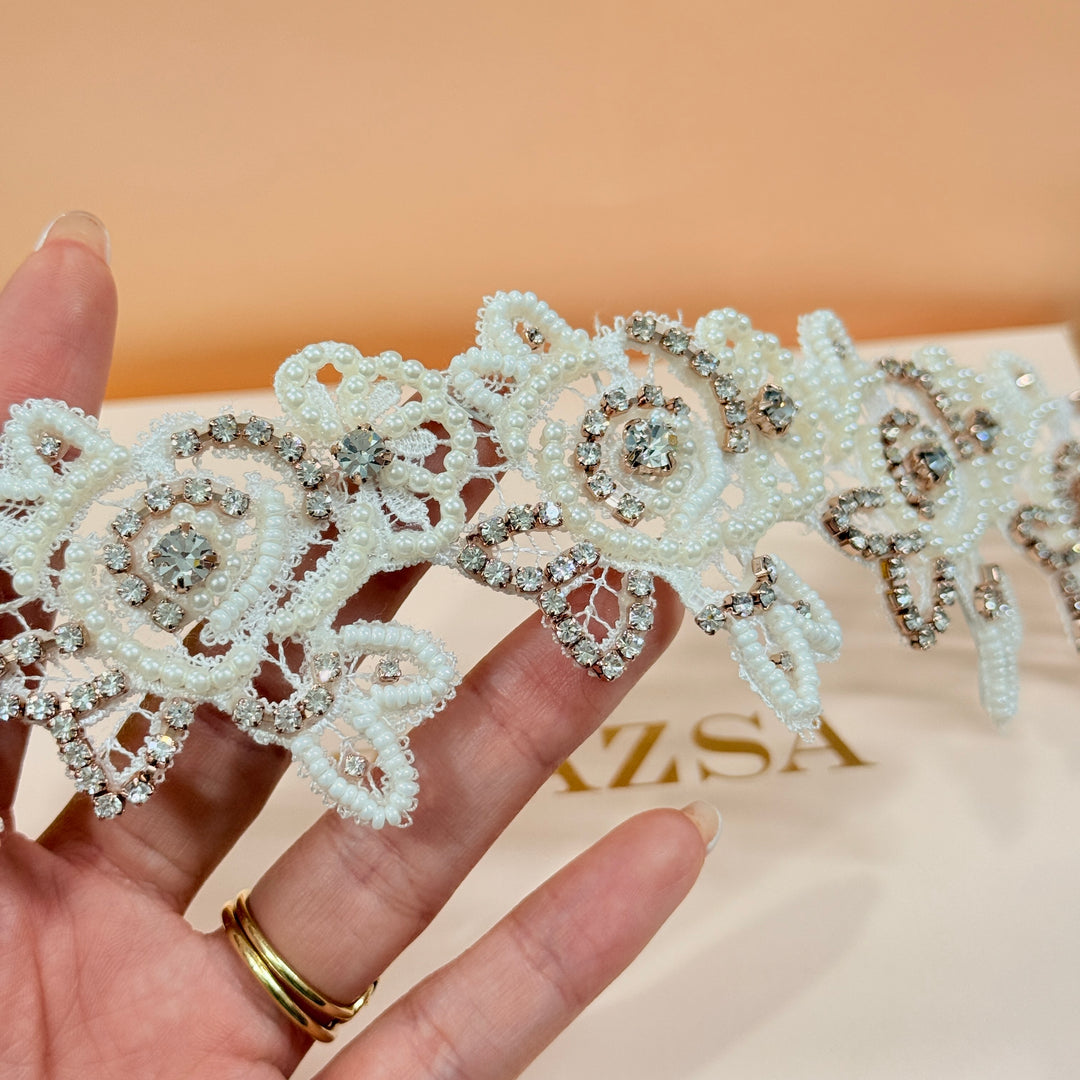 Rhinestone and pearl handmade rose gold headband