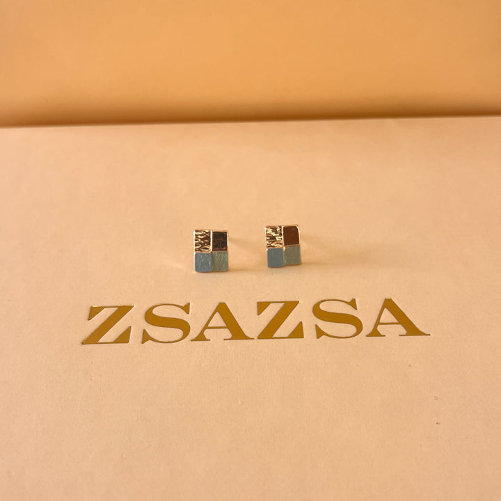 Enamel light blue and mint studs earrings