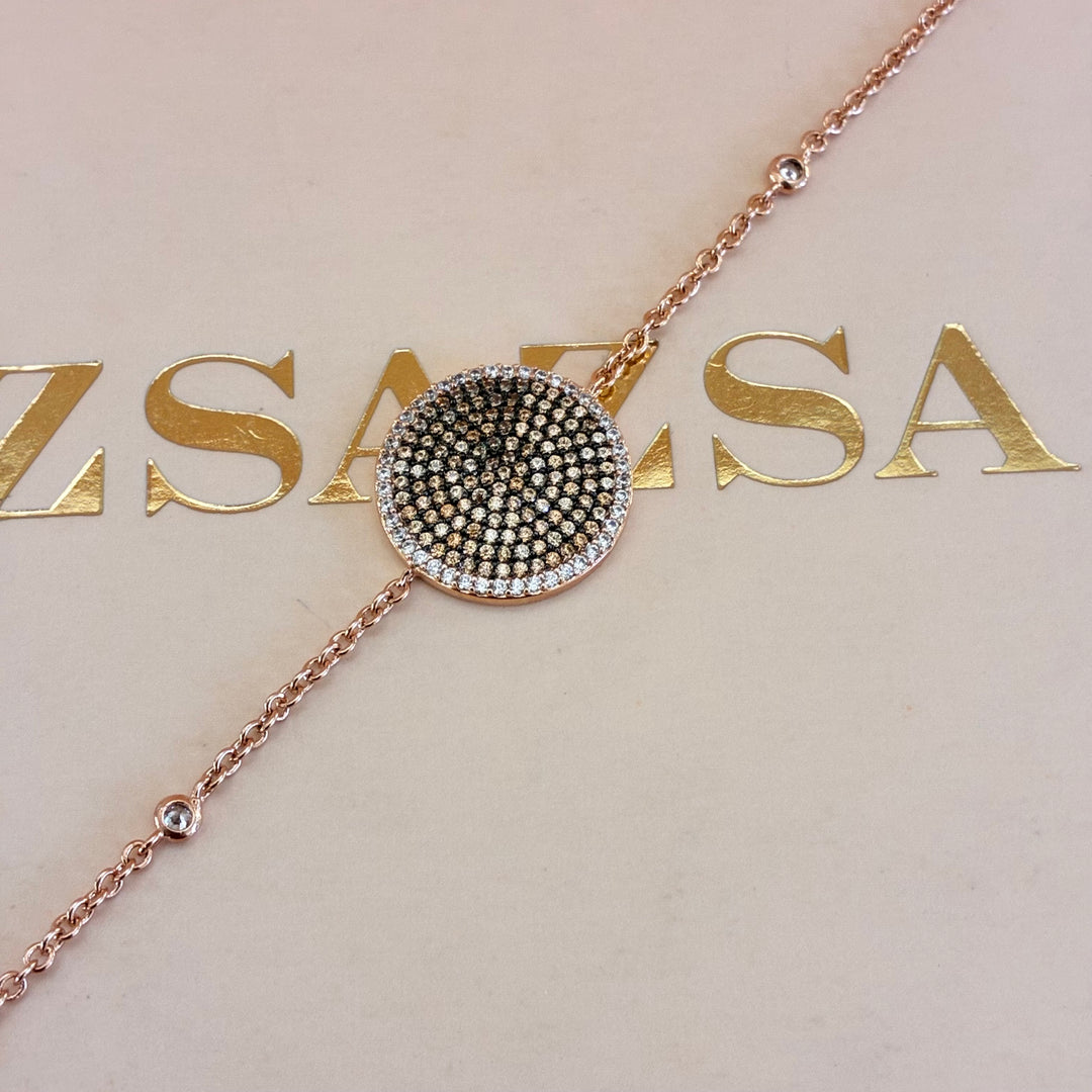 Round black zircone rose gold plated