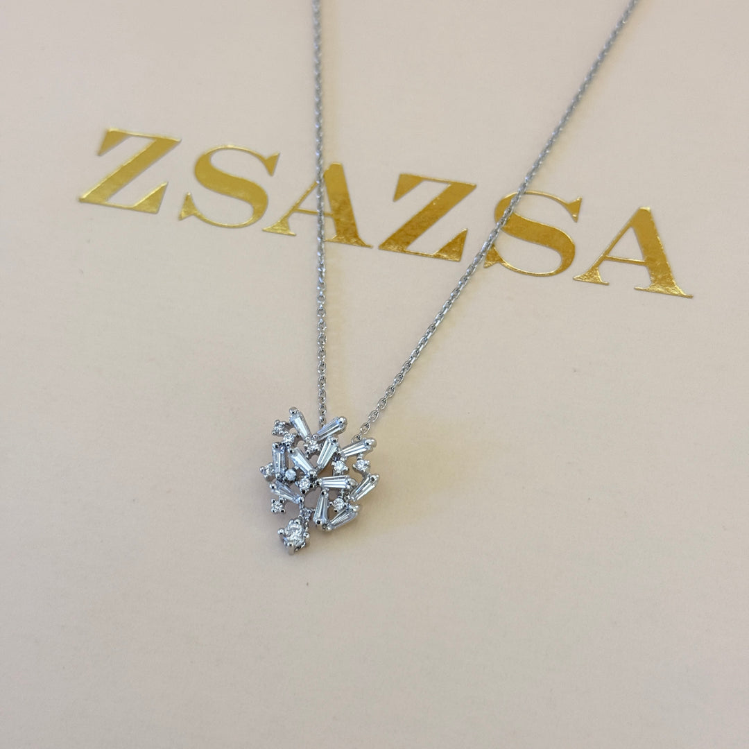 Baguette zircone silver pendant