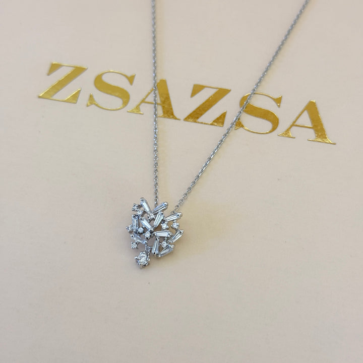 Baguette zircone silver pendant